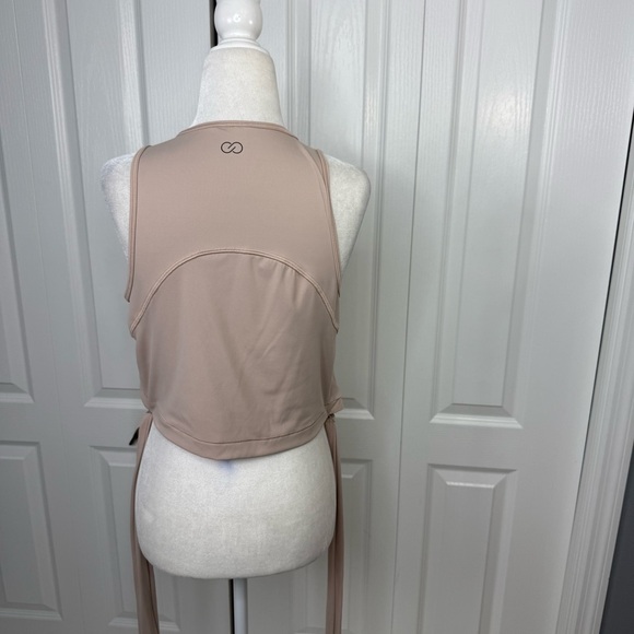 CALIA Wrap Tie Cropped Tank Top Beige Size Large Athleisure Workout - Picture 5 of 10